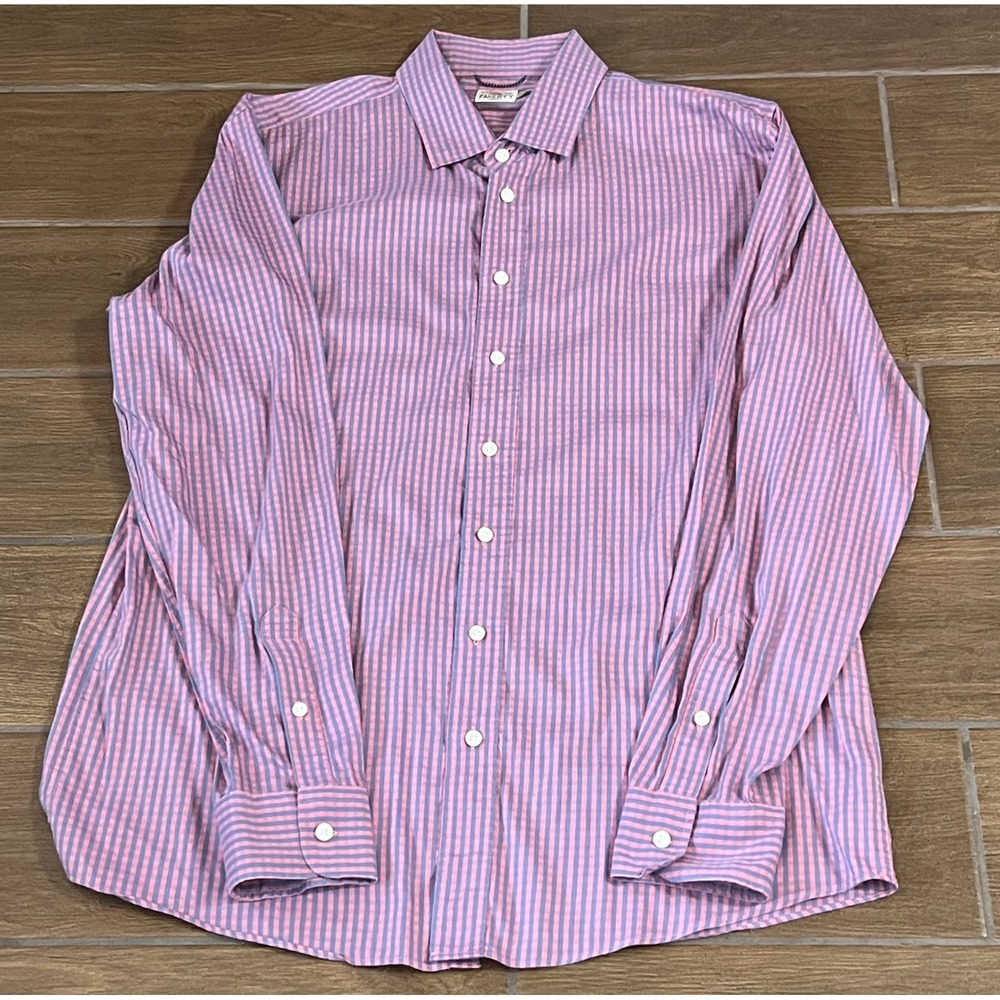 Faherty Brand Mens L-T Gingham Button Down Shirt Pink Navy Supima Cotton Blend